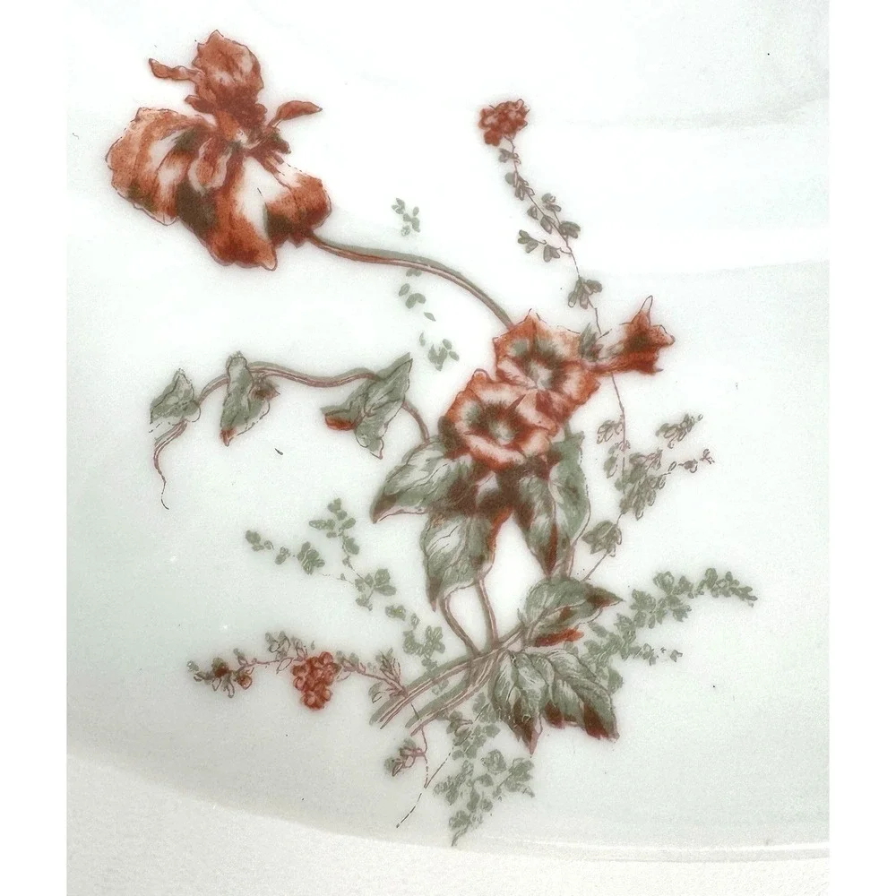 Jean Pouyat Limoges France Hand-Painted Floral Porcelain‎ Cake Platter Handles